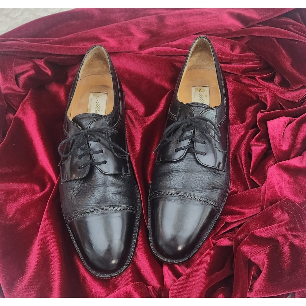 9 Men Leather OXFORD SHOES 50s 60s 70s Executive Dad LACE UP MORMON SALESMAN